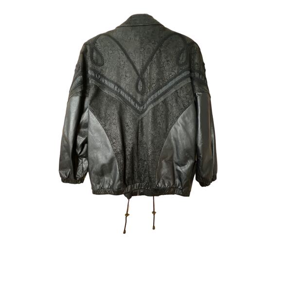 the Leather Warehouse Vintage Genuine Black Leather Jacket Paisley Size Large - Picture 2 of 8